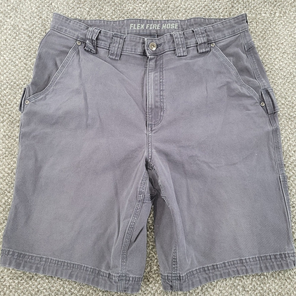 Duluth Trading Co Flex Fire Hose Cargo Shorts Mens 38 (36) Gray Workwear Utility